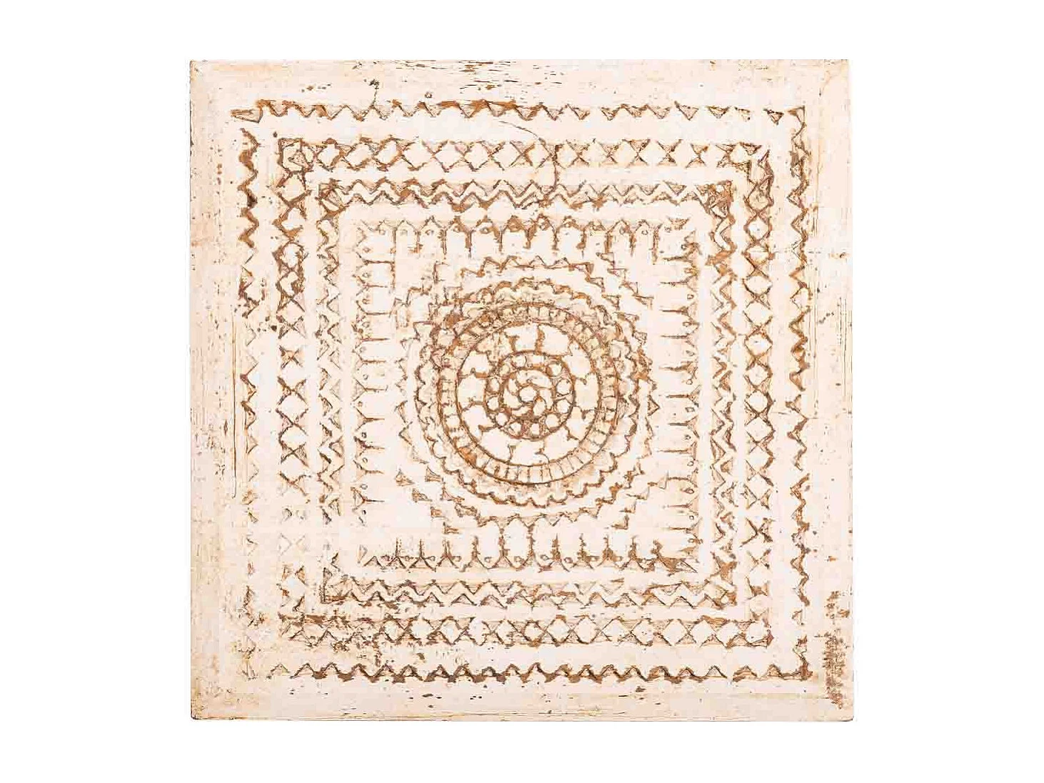 Brauner, geschnitzter Couchtisch aus Holz, 33x33x14h cm