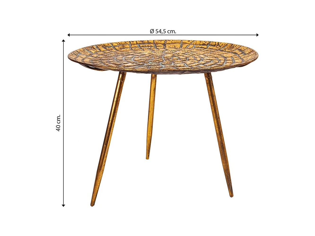 Mesa de centro de metal dourado 54,5x54,5x40