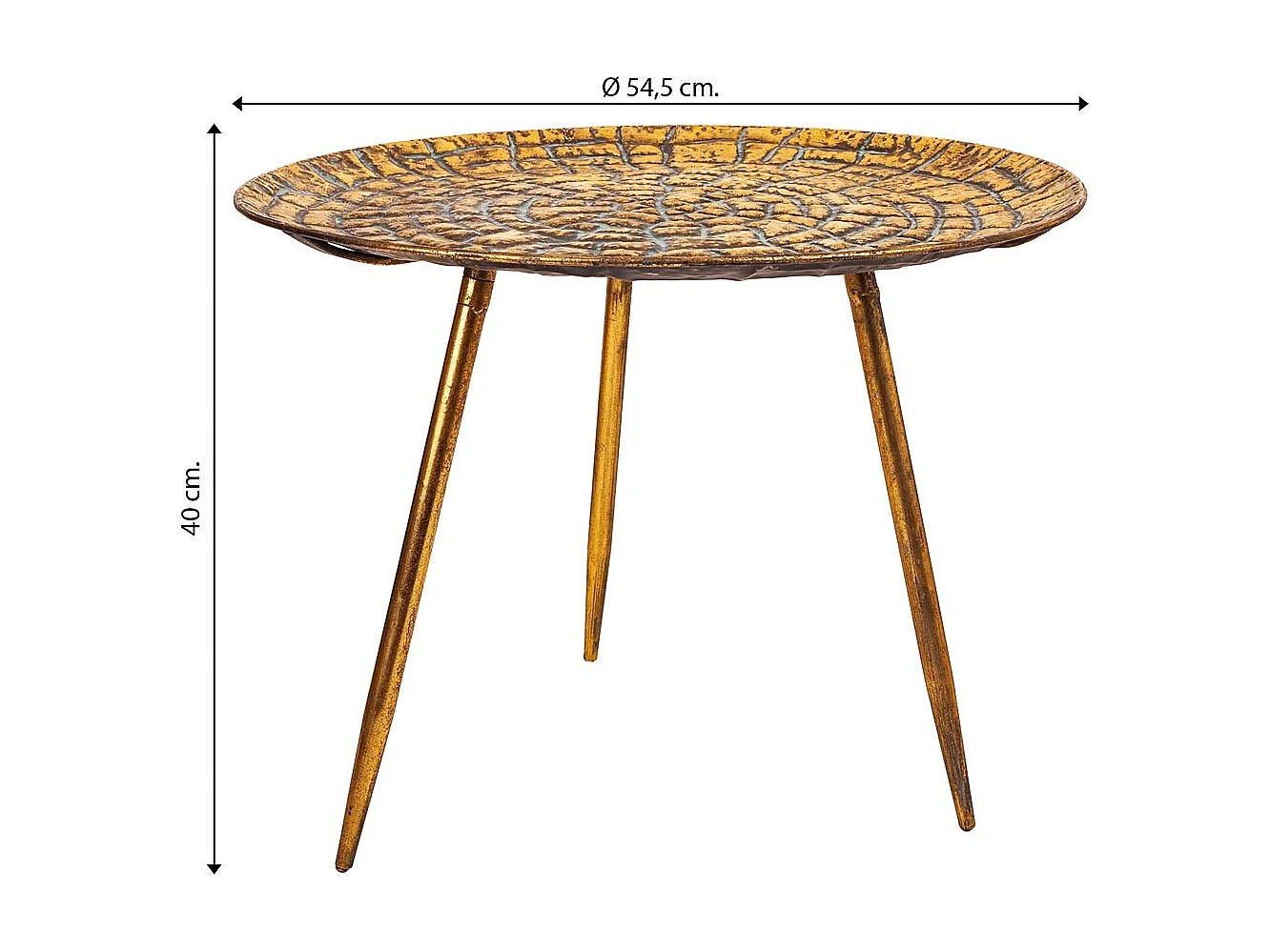 Mesa de centro de metal dourado 54,5x54,5x40