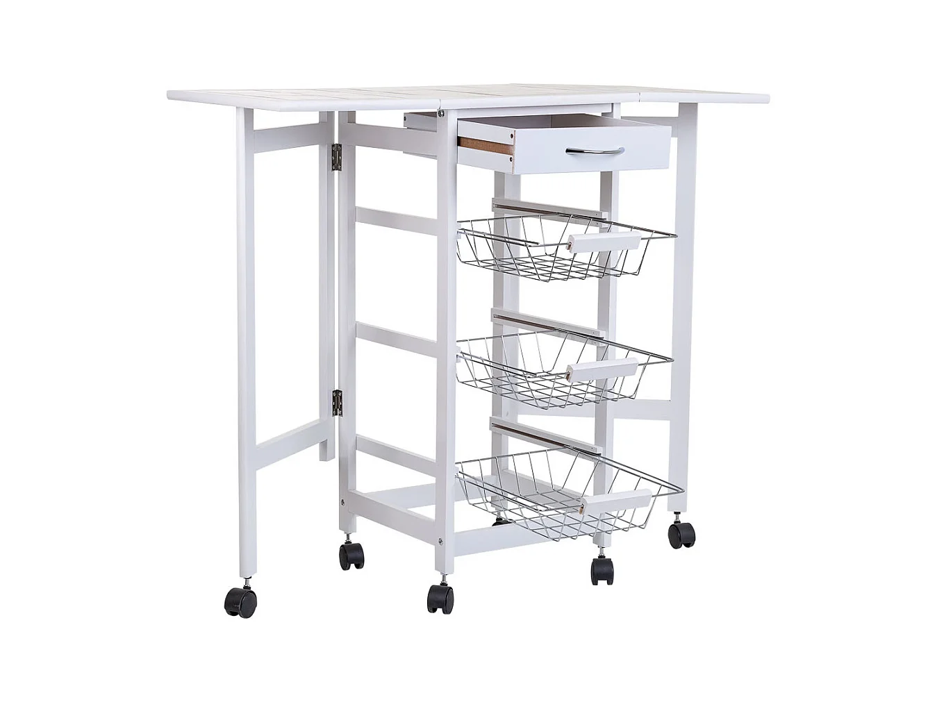 Carro de cocina de madera blanco 37/91x37x79