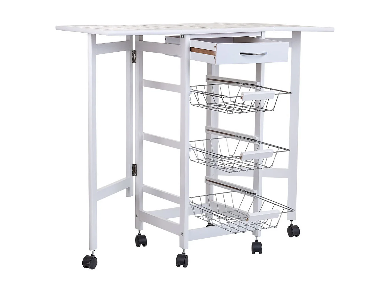 Carro de cocina de madera blanco 37/91x37x79