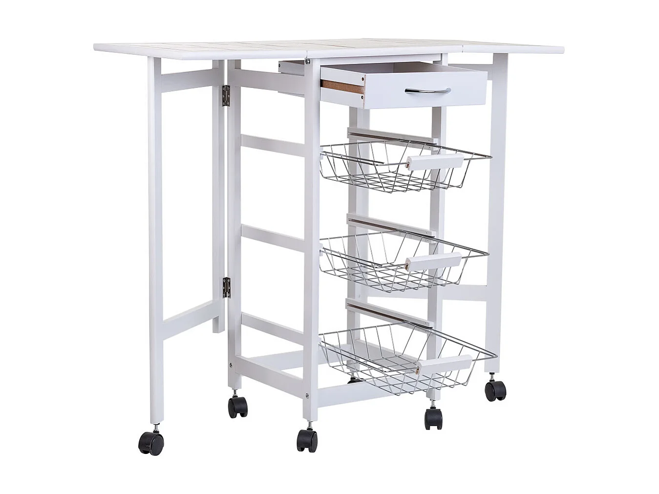 Carrello da cucina in legno bianco 37/91x37x79h
