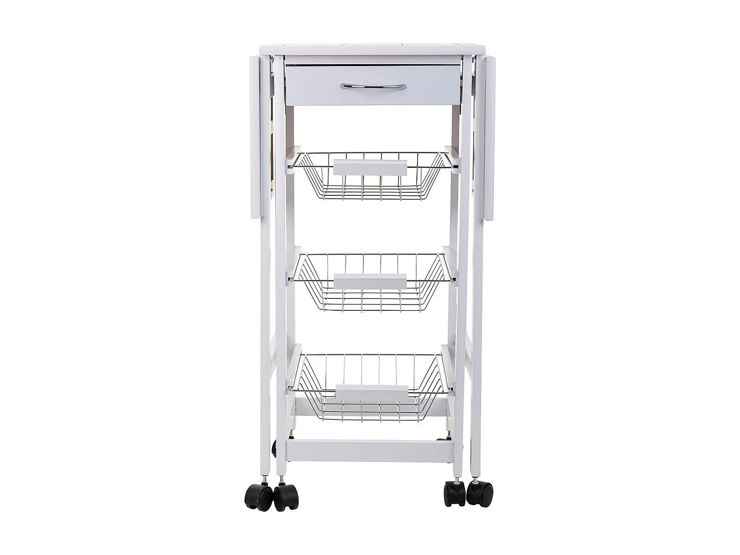 Carrello da cucina in legno bianco 37/91x37x79h