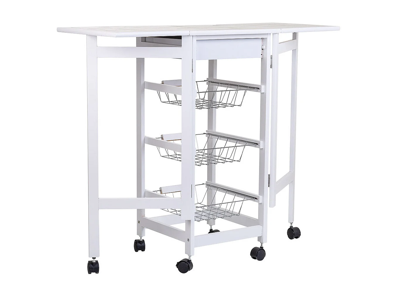 Carrello da cucina in legno bianco 37/91x37x79h