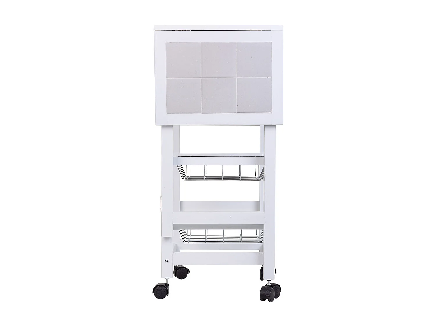 Carrello da cucina in legno bianco 37/91x37x79h