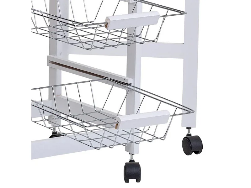 Carrello da cucina in legno bianco 37/91x37x79h