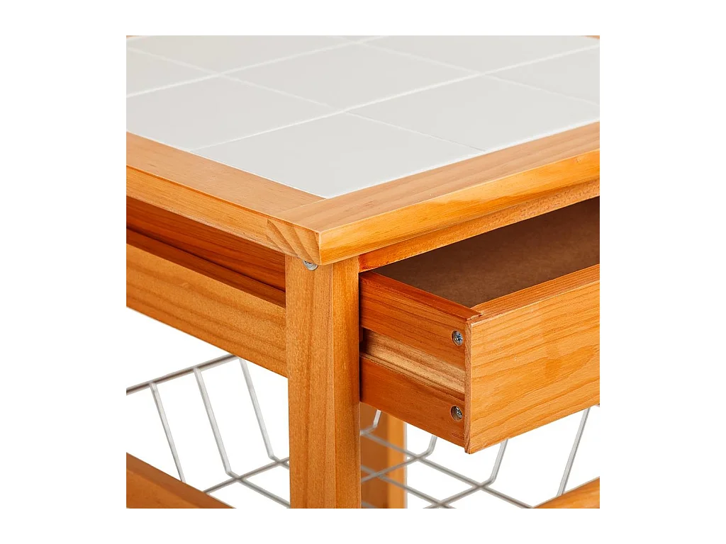 Brauner Küchenwagen aus Holz, 37x37x76h cm