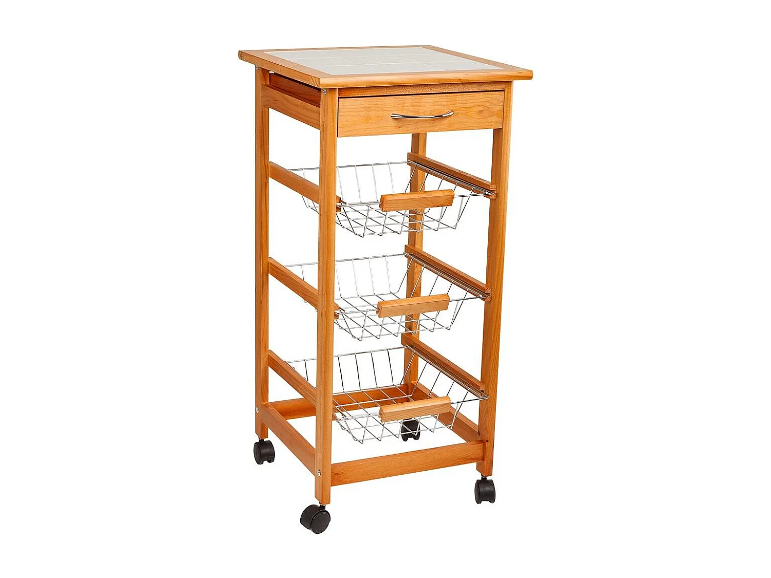 Carrinho de cozinha em madeira marrom 37x37x76