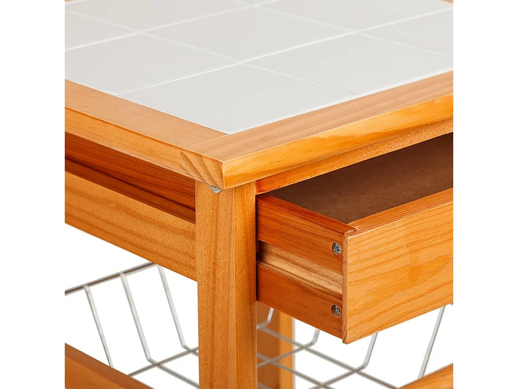 Carrinho de cozinha em madeira marrom 37x37x76