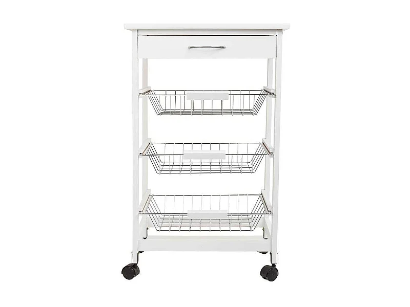 Kit chariot en bois blanc 47x37x76 cm