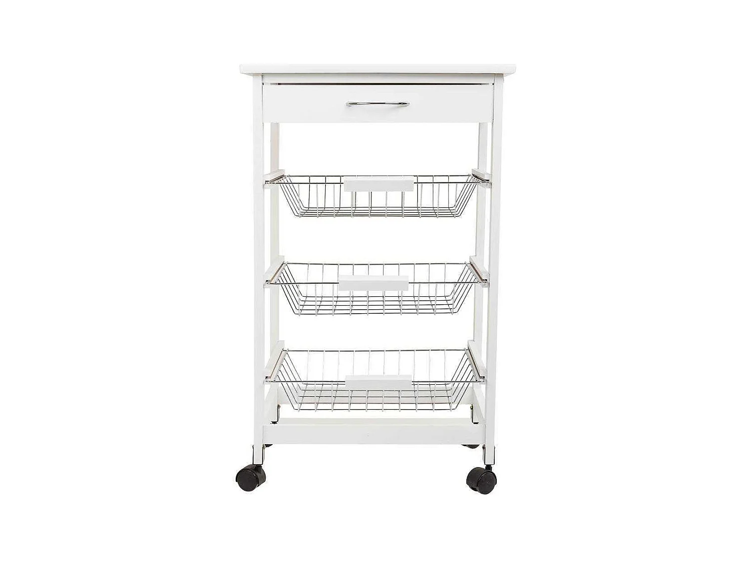 Kit chariot en bois blanc 47x37x76 cm
