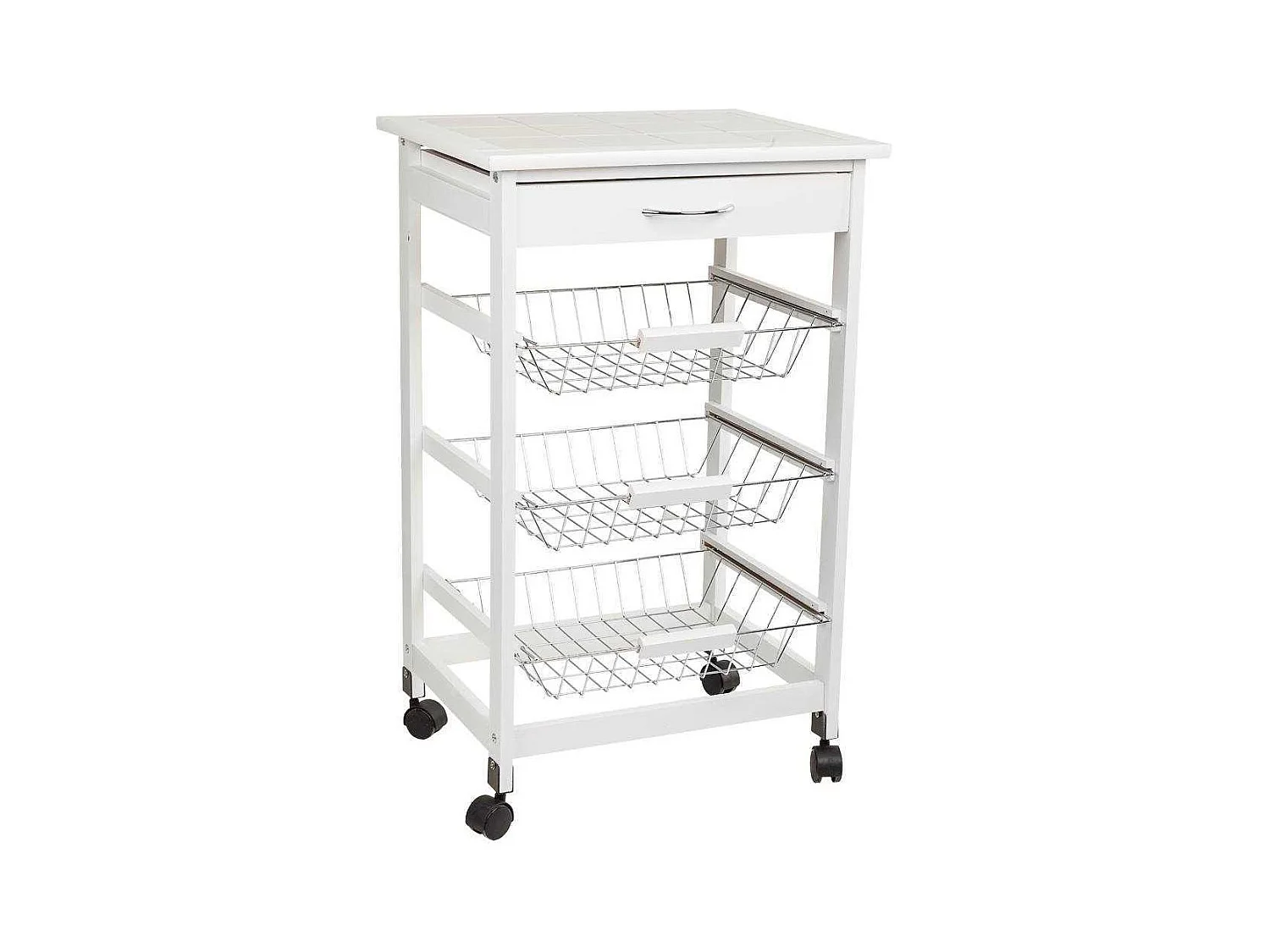 Kit chariot en bois blanc 47x37x76 cm