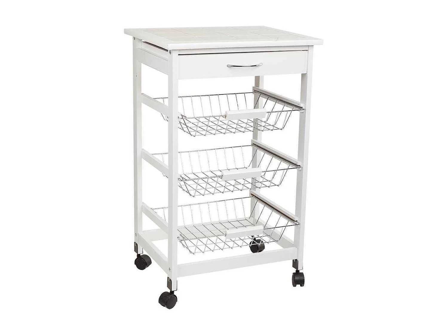 Kit chariot en bois blanc 47x37x76 cm