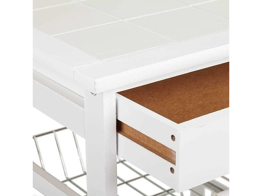 Kit chariot en bois blanc 47x37x76 cm