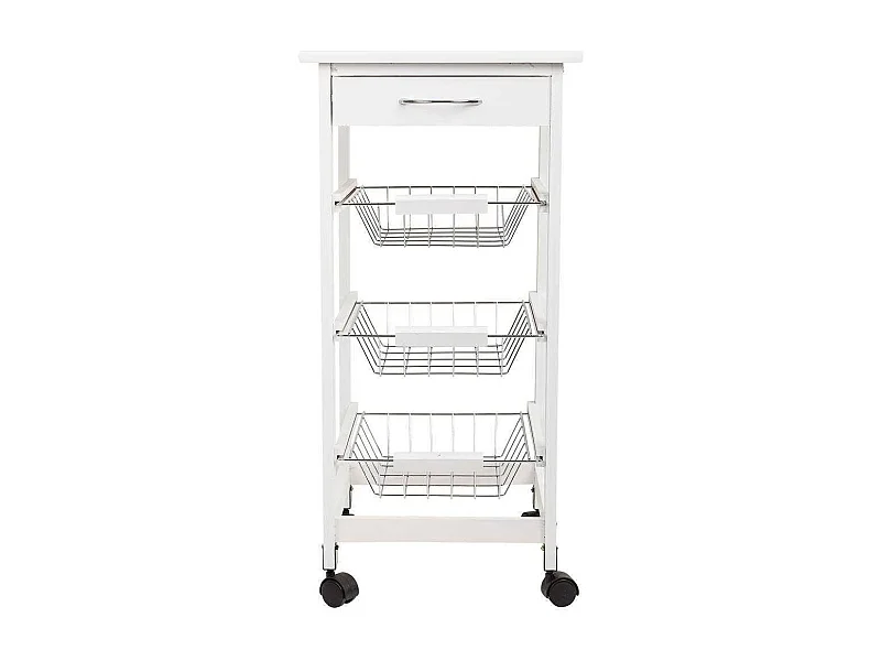 Kit chariot en bois blanc 37x37x76 cm