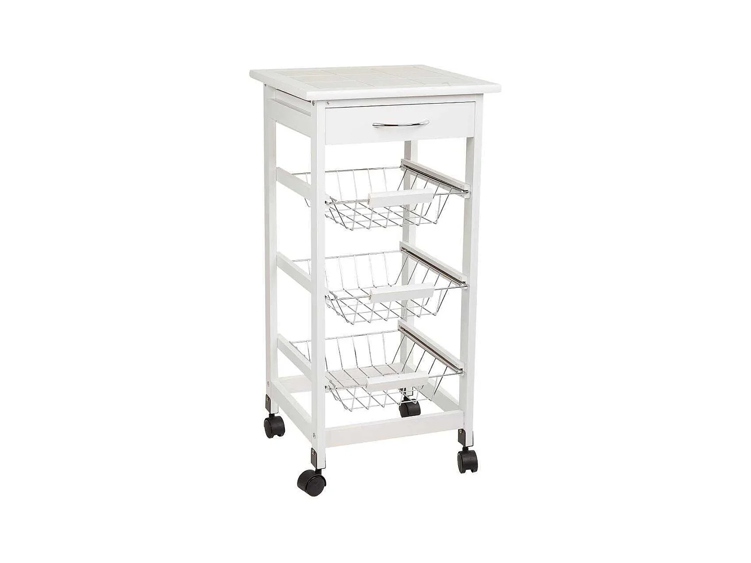 Kit chariot en bois blanc 37x37x76 cm