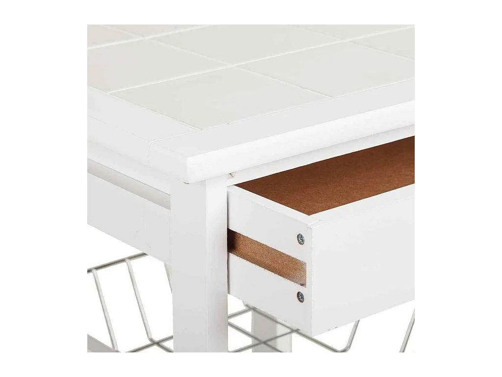 Kit chariot en bois blanc 37x37x76 cm
