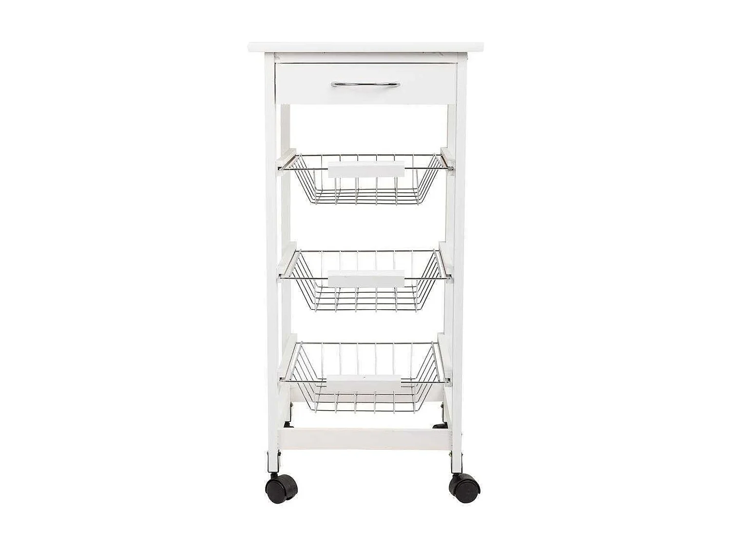 Chariot en bois blanc 37x37x76 cm