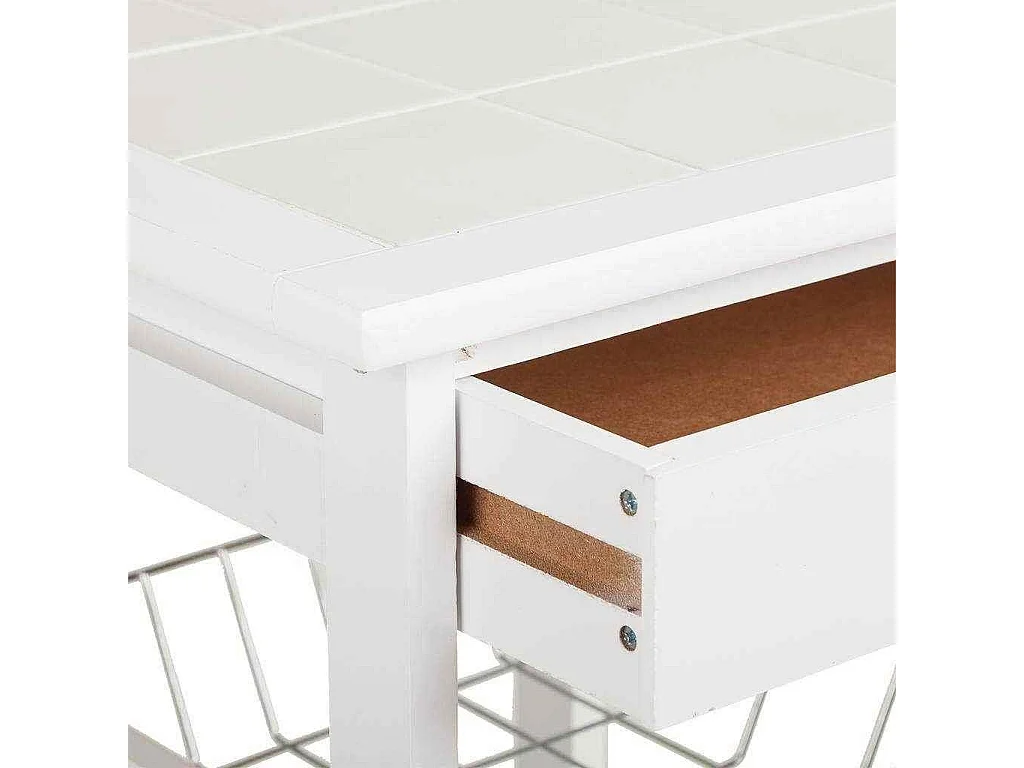 Chariot en bois blanc 37x37x76 cm