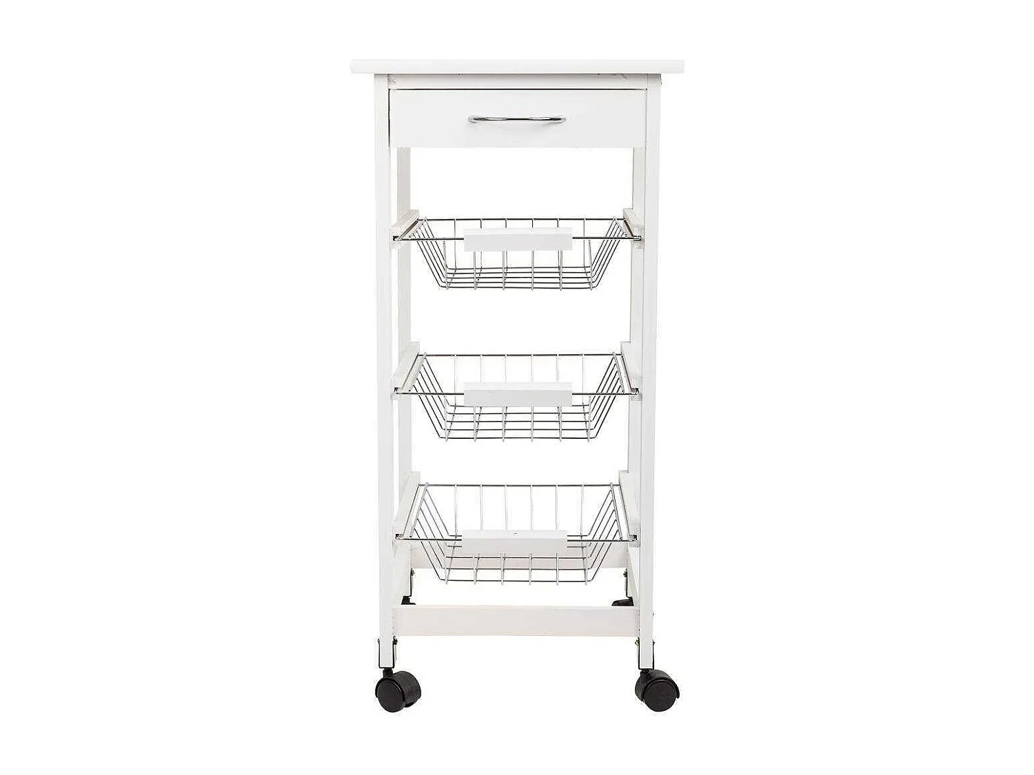 Chariot en bois blanc 37x37x76 cm