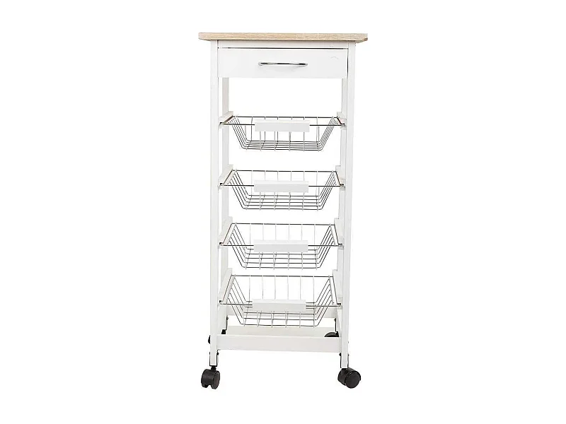 Kit chariot en bois blanc 47x38x82 cm