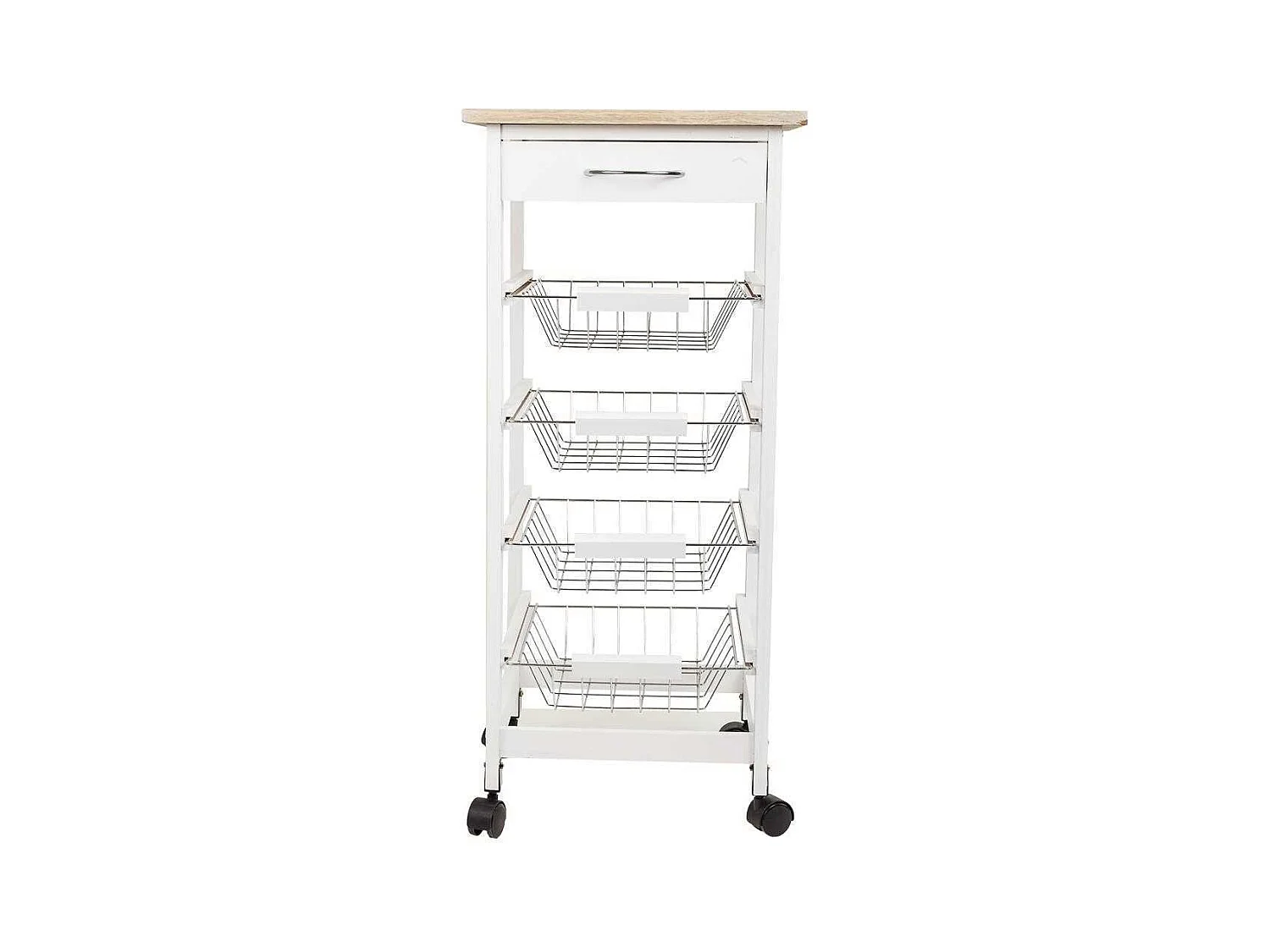 Kit chariot en bois blanc 47x38x82 cm