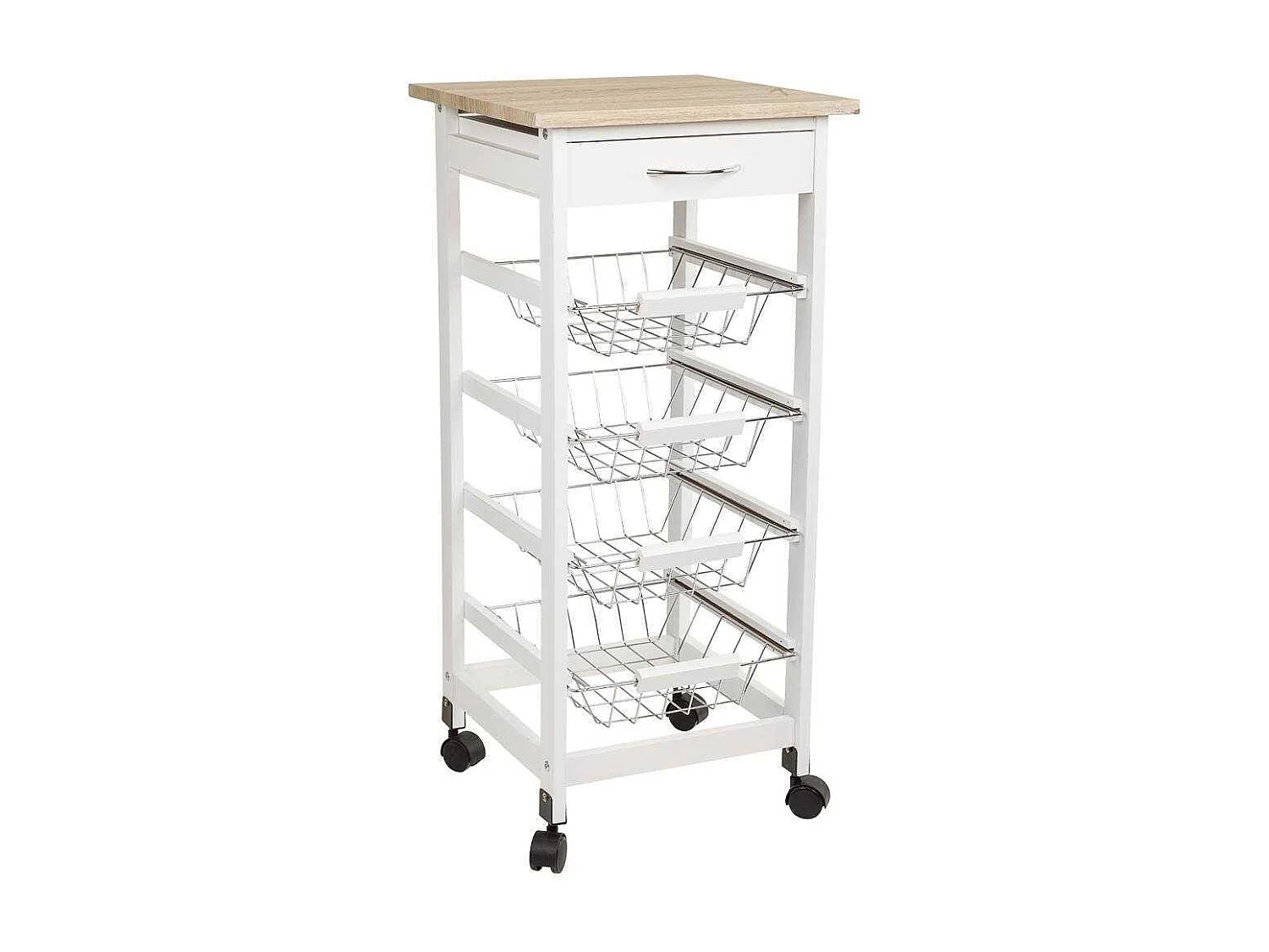 Kit chariot en bois blanc 47x38x82 cm