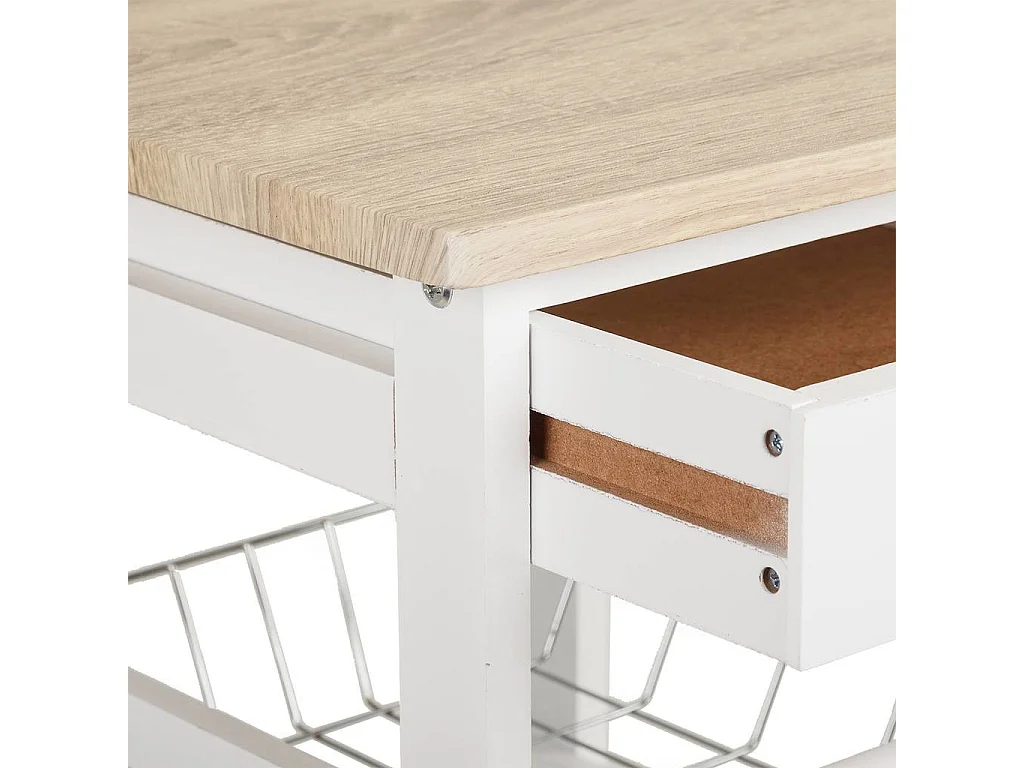 Kit chariot en bois blanc 47x38x82 cm