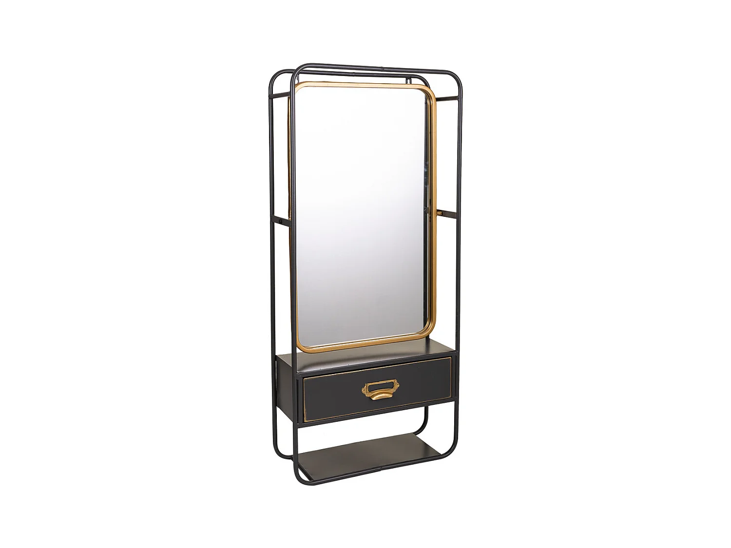 Schwarzer Metallwandspiegel 40x15x90h cm