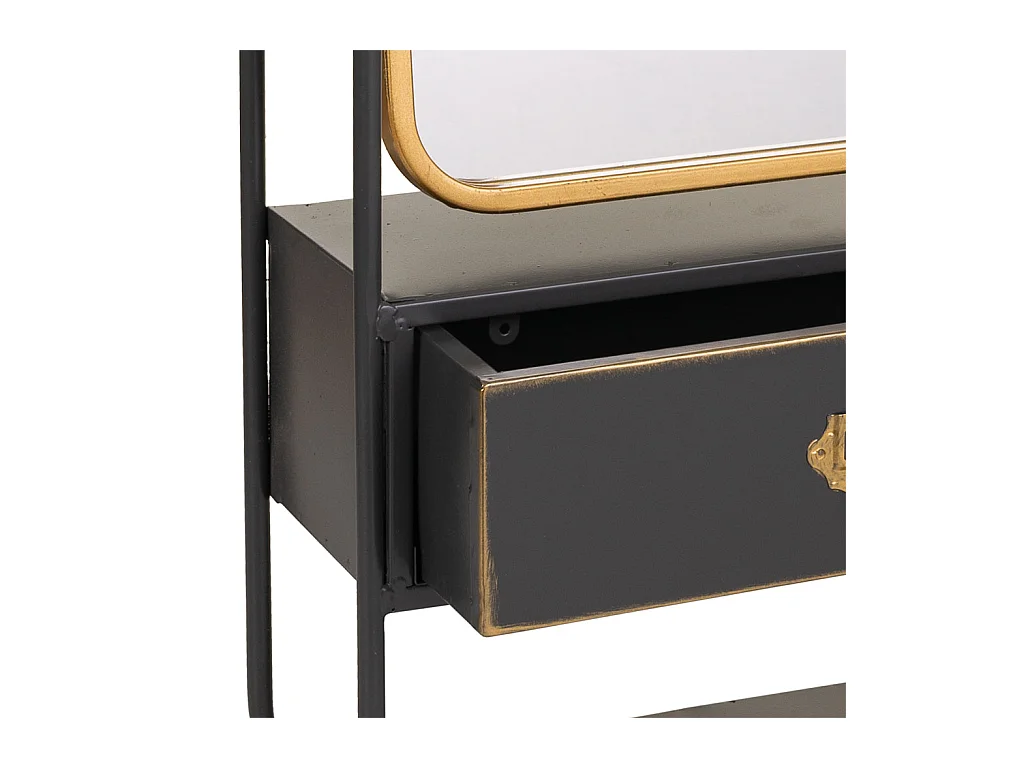 Schwarzer Metallwandspiegel 40x15x90h cm