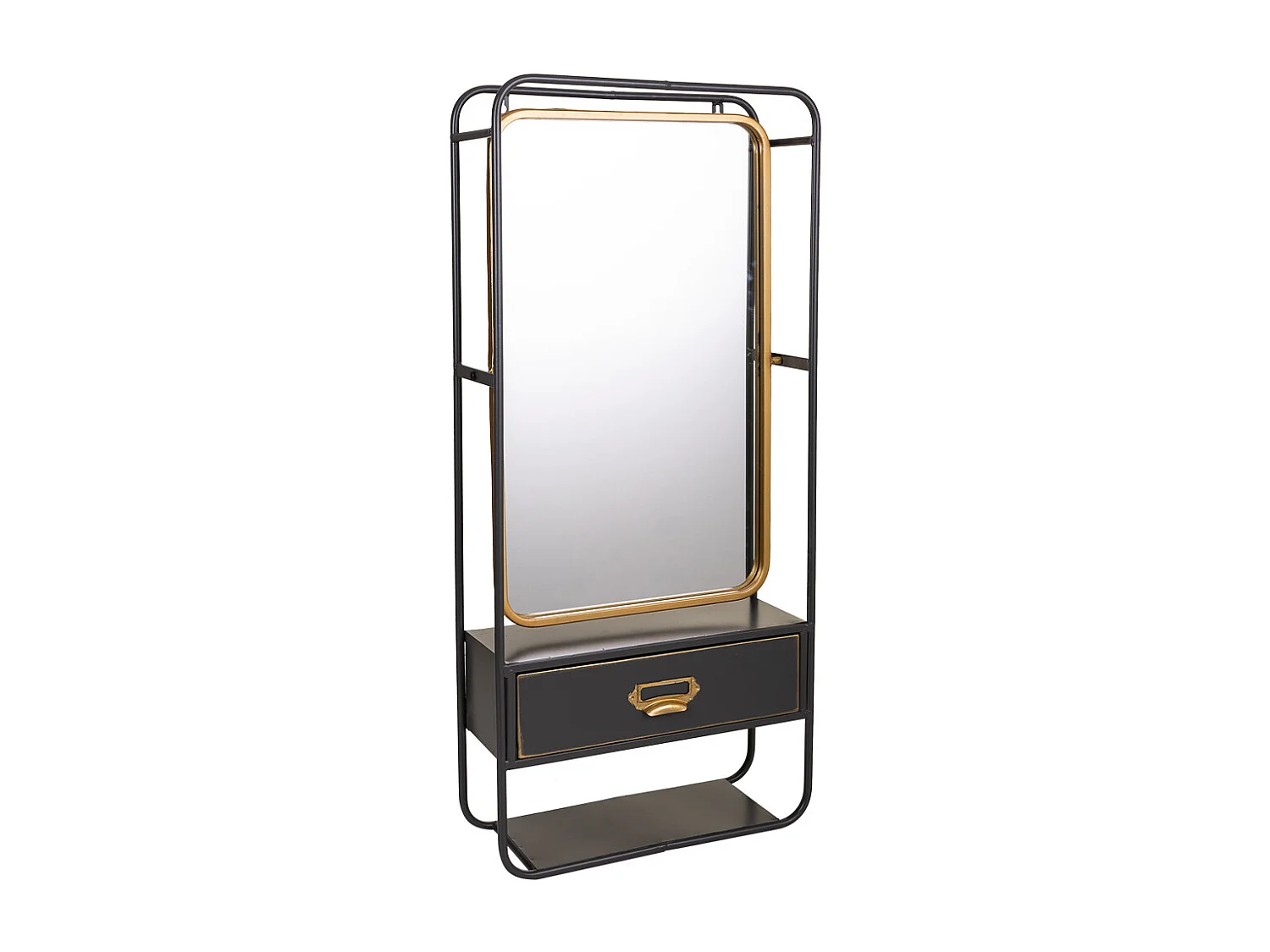 Schwarzer Metallwandspiegel 40x15x90h cm