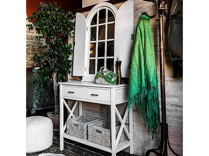 Weißer Holzspiegel 62x5x105h cm