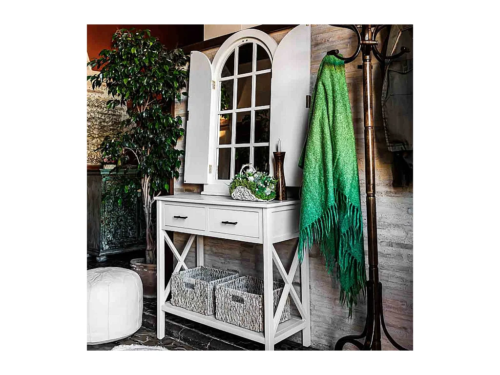 Weißer Holzspiegel 62x5x105h cm