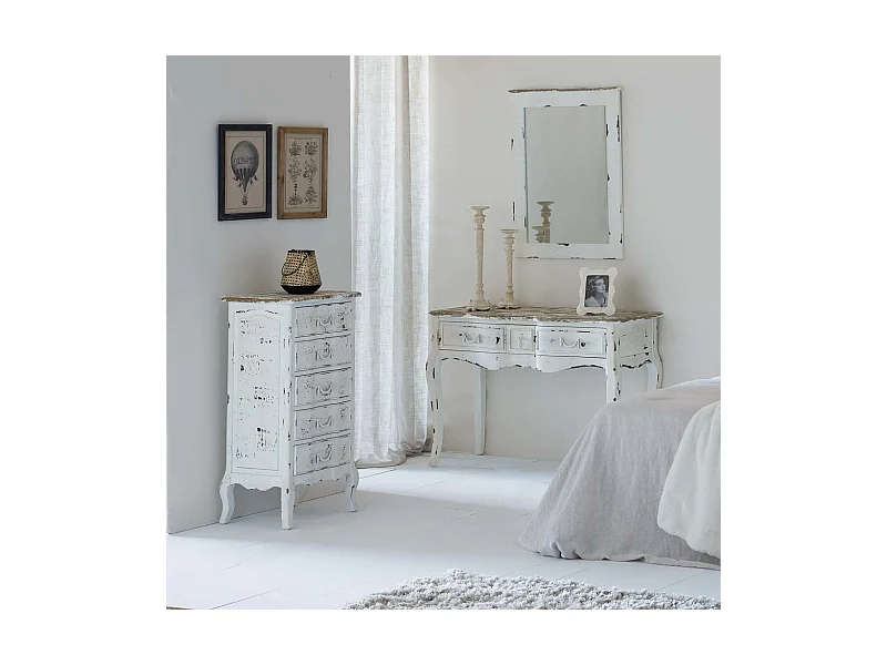 Weiß lackierter Holzspiegel 70x3x90h cm