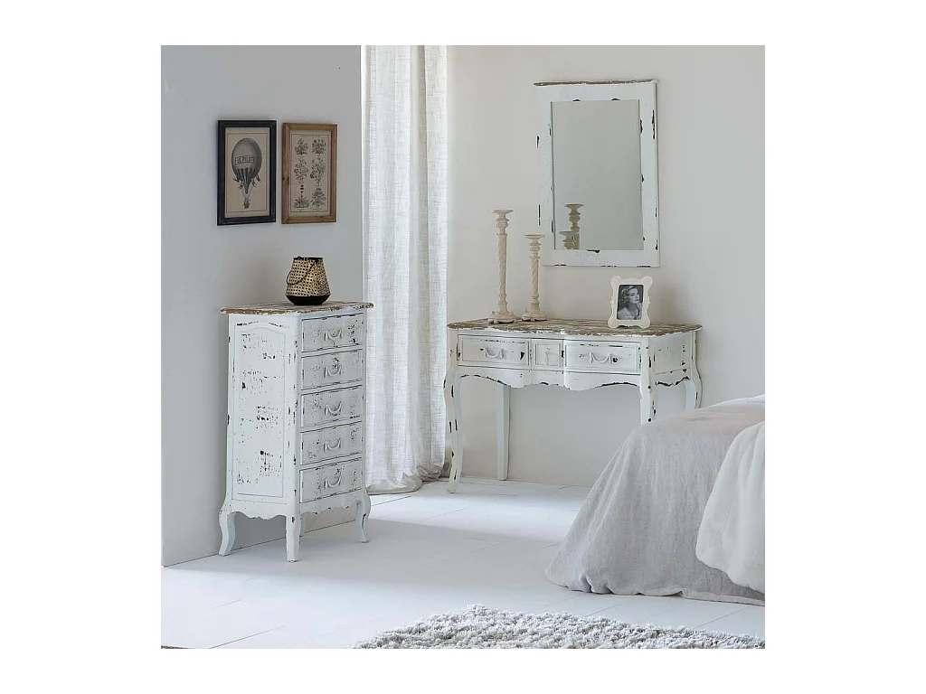 Weiß lackierter Holzspiegel 70x3x90h cm