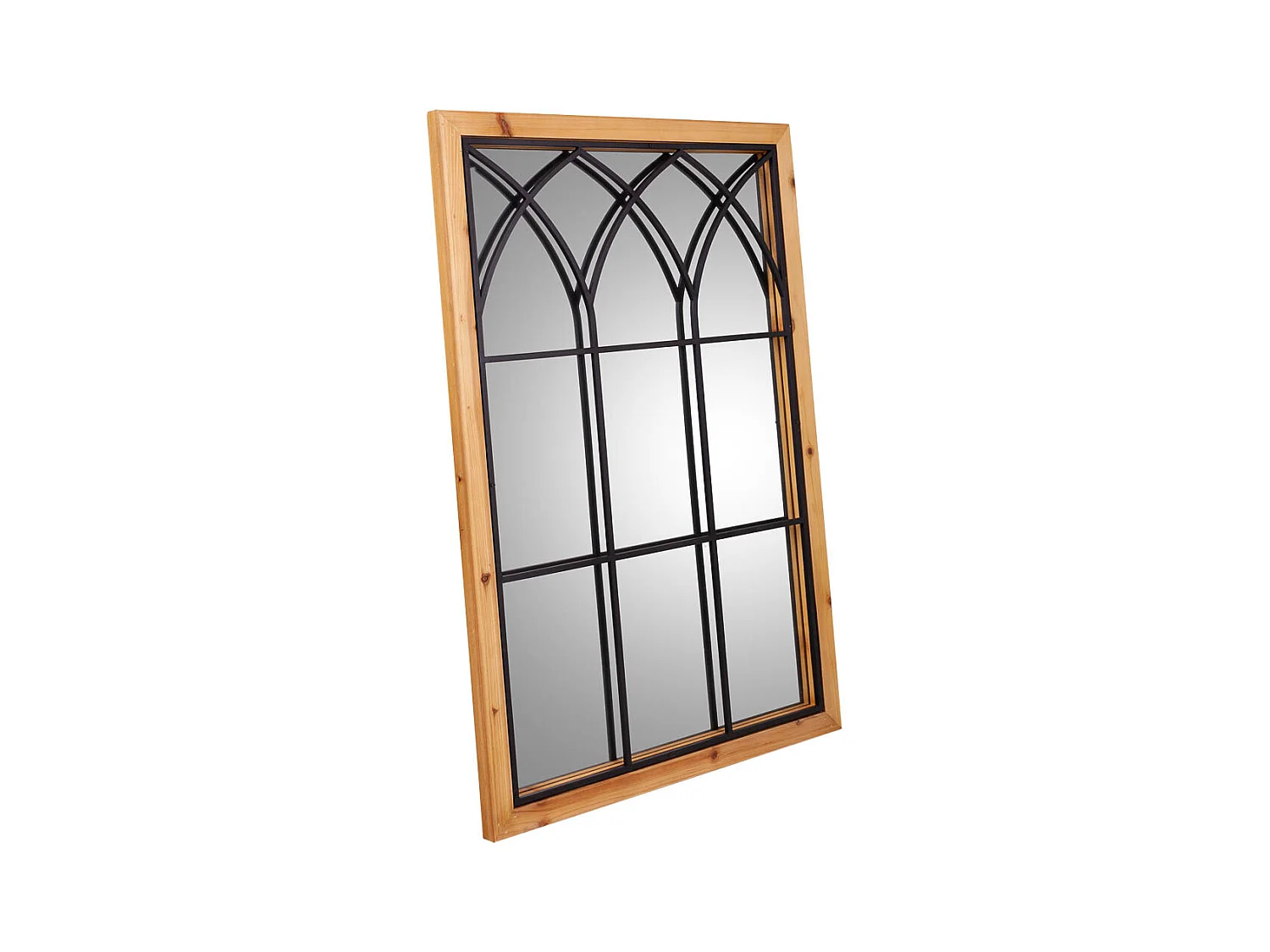 Brauner Spiegel aus Holz und Metall 60x2,5x90h cm