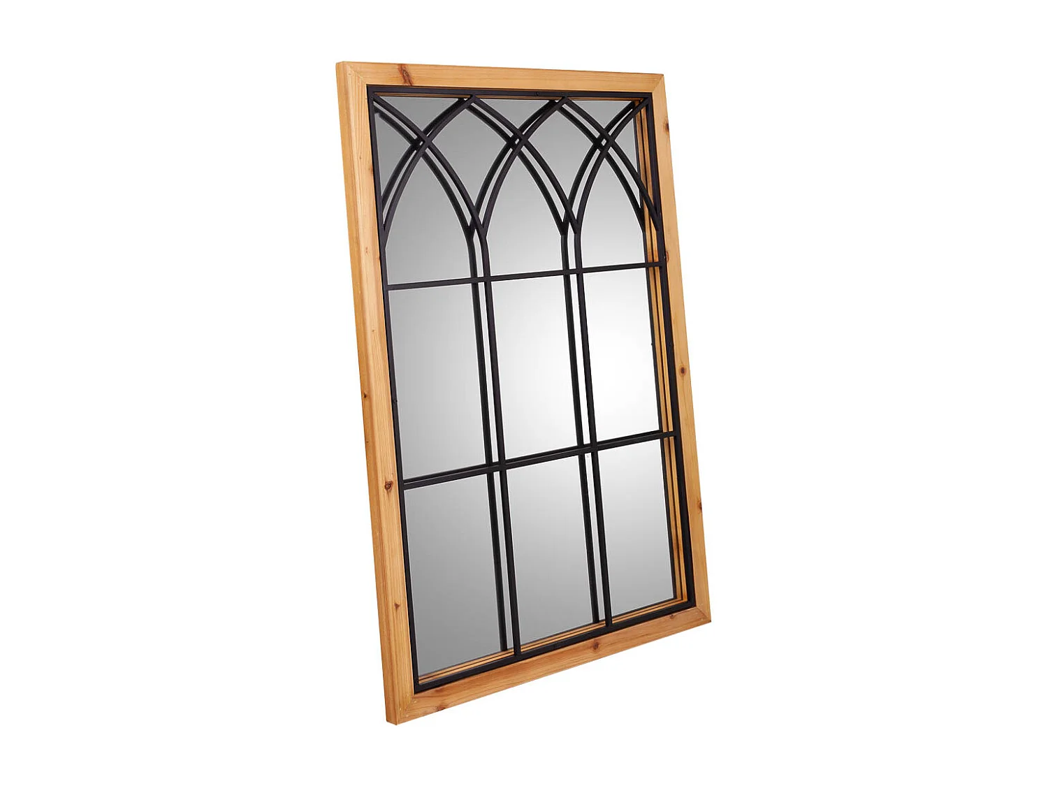 Specchio in legno e metallo marrone 60x2,5x90h