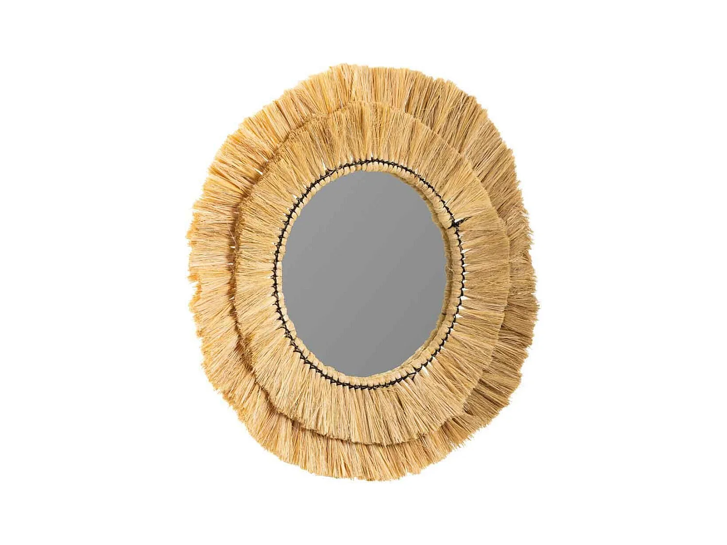Runder brauner Naturfaserspiegel 57x57x6h cm