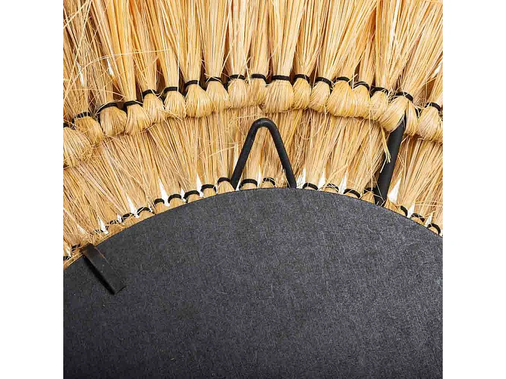 Specchio rotondo in fibra naturale marrone 57x57x6h