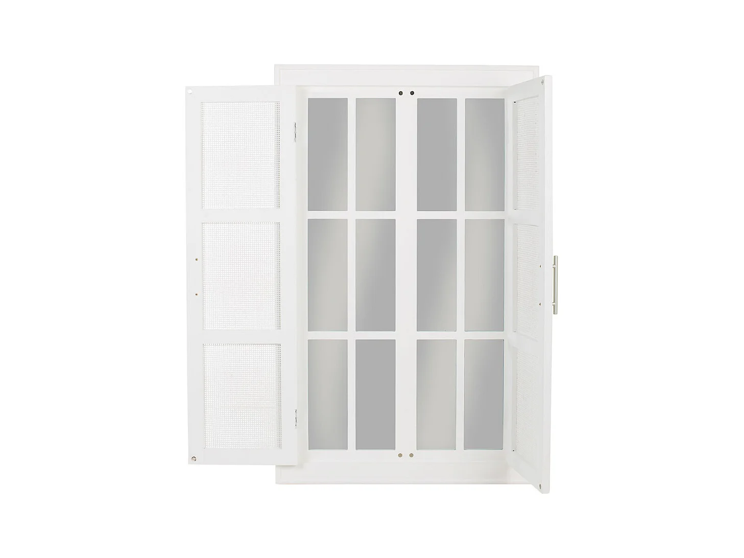 Espelho de madeira e grade branca 73,5x5x118