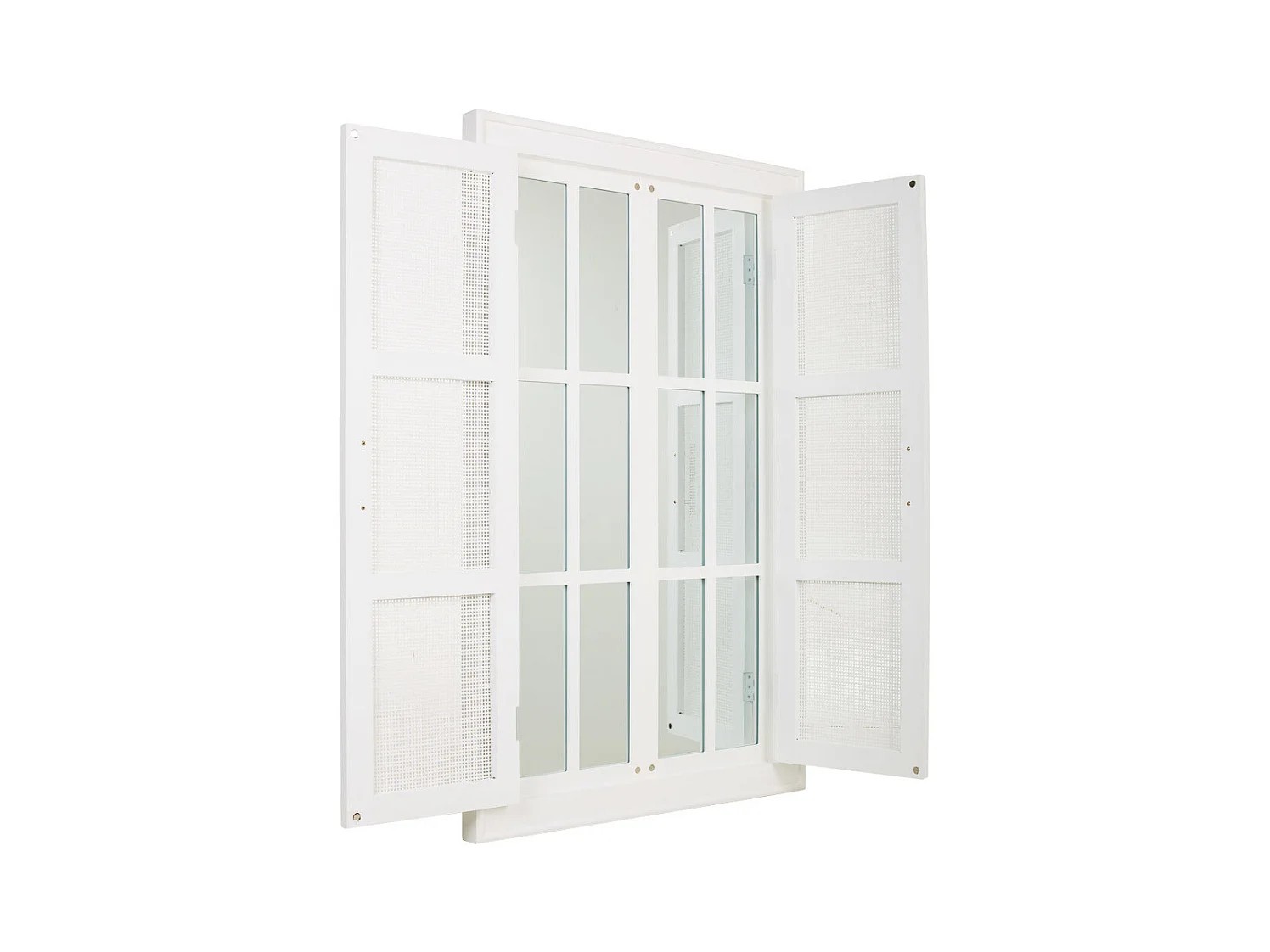 Espelho de madeira e grade branca 73,5x5x118