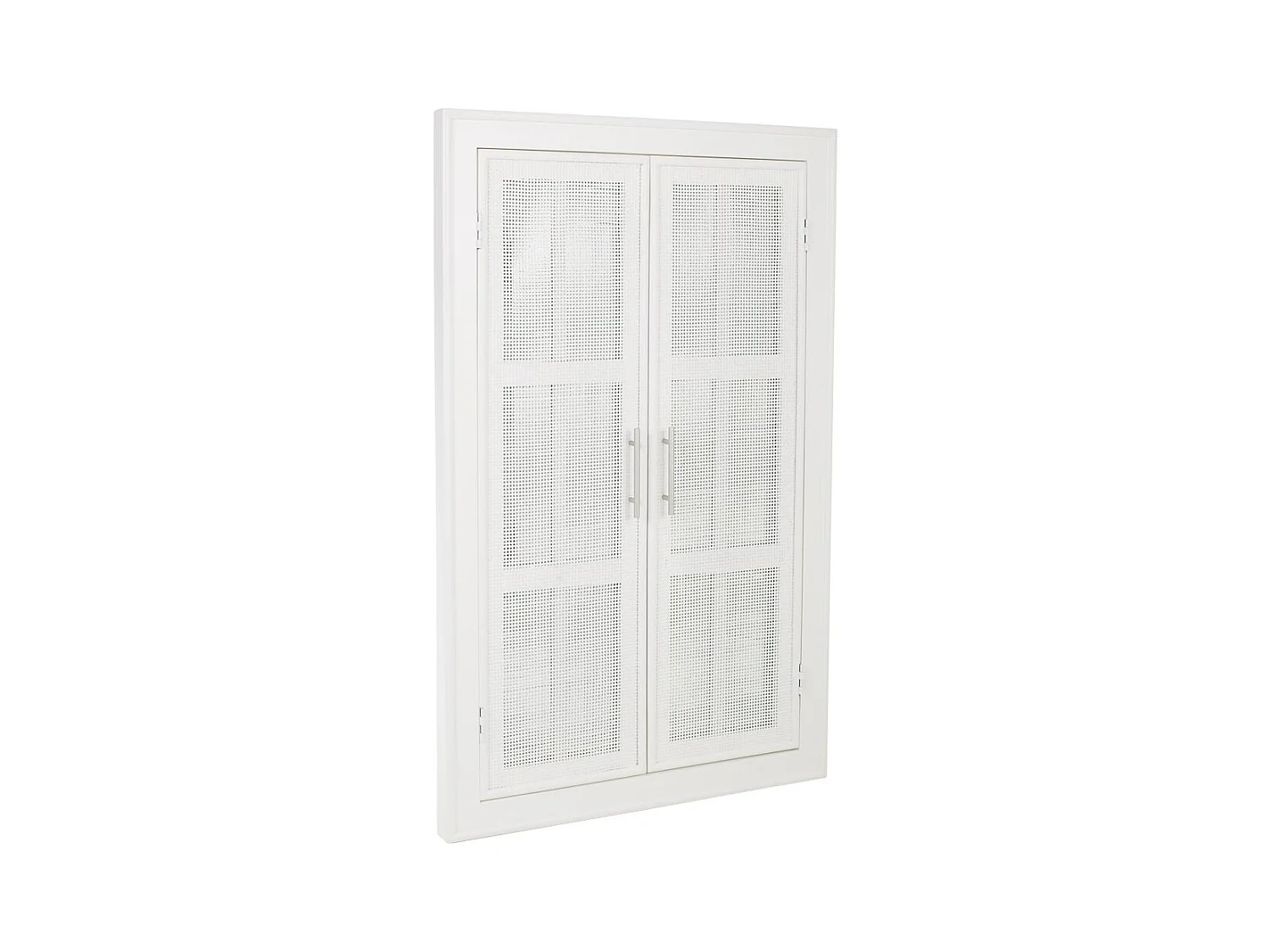 Espelho de madeira e grade branca 73,5x5x118