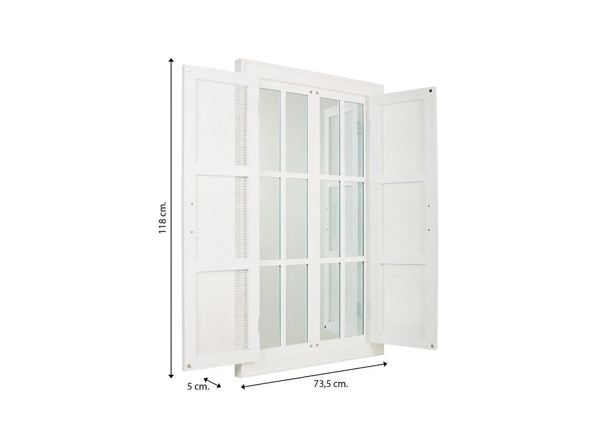 Espelho de madeira e grade branca 73,5x5x118