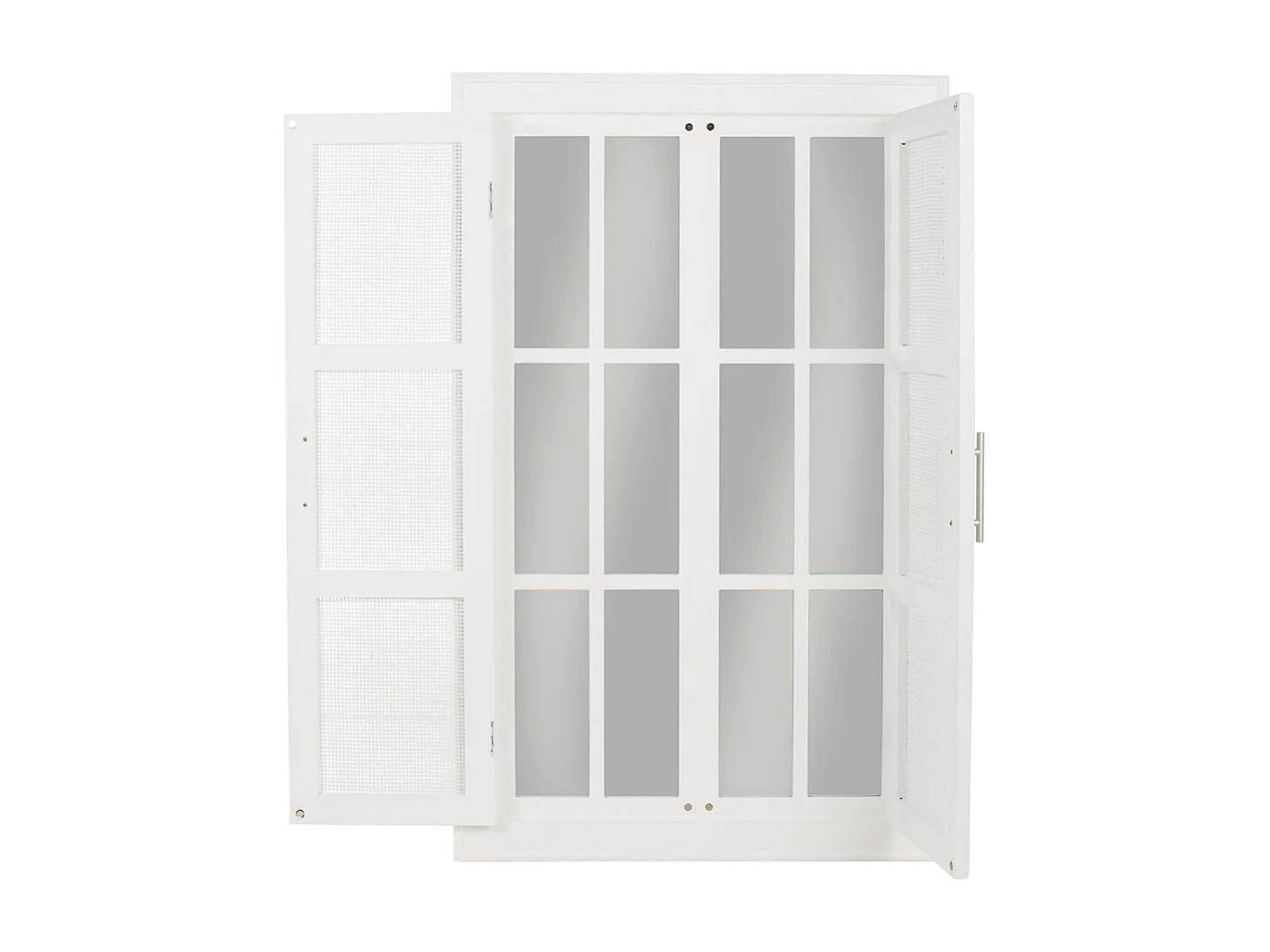 Specchio in legno e rete bianca 73,5x5x118h