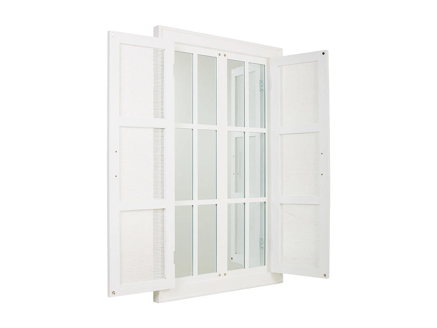 Specchio in legno e rete bianca 73,5x5x118h