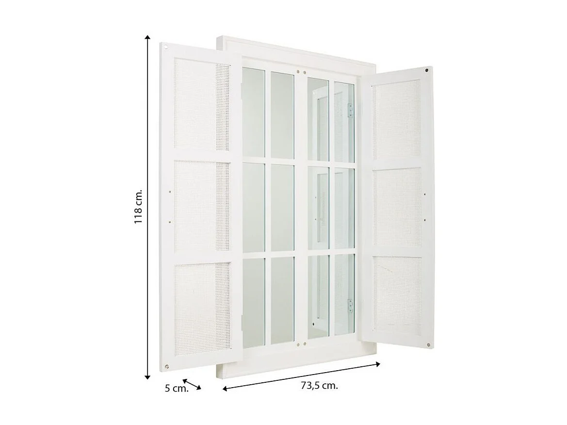 Specchio in legno e rete bianca 73,5x5x118h