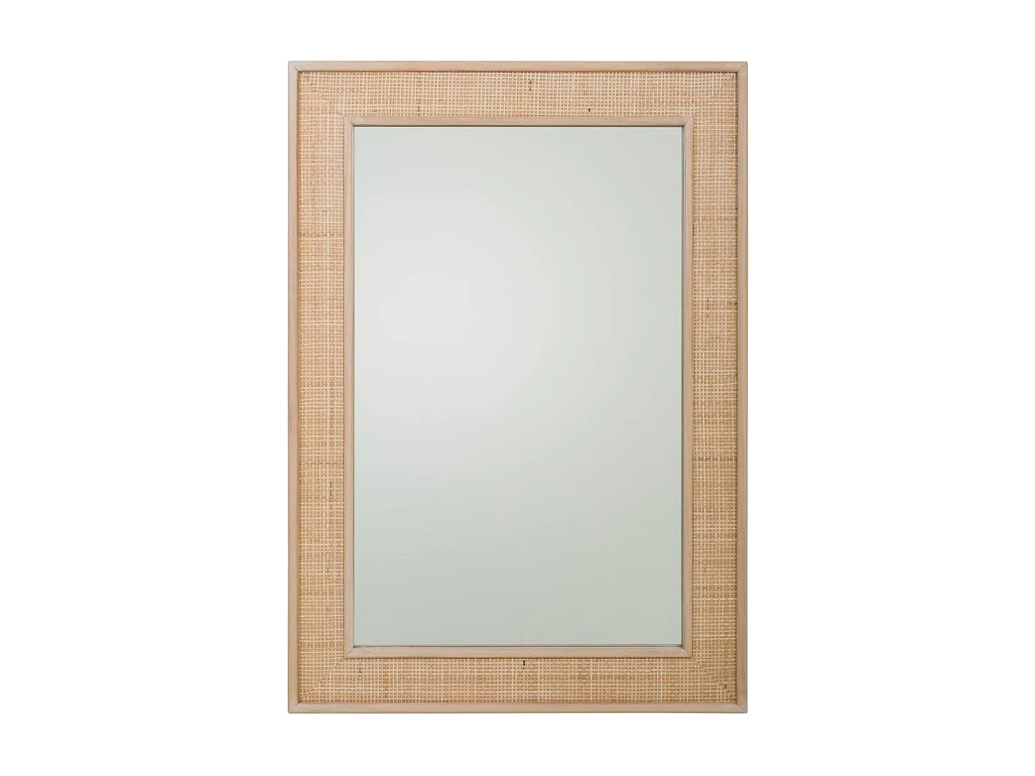 Spiegel aus Holz und braunem Netz, 70 x 2,5 x 100 cm