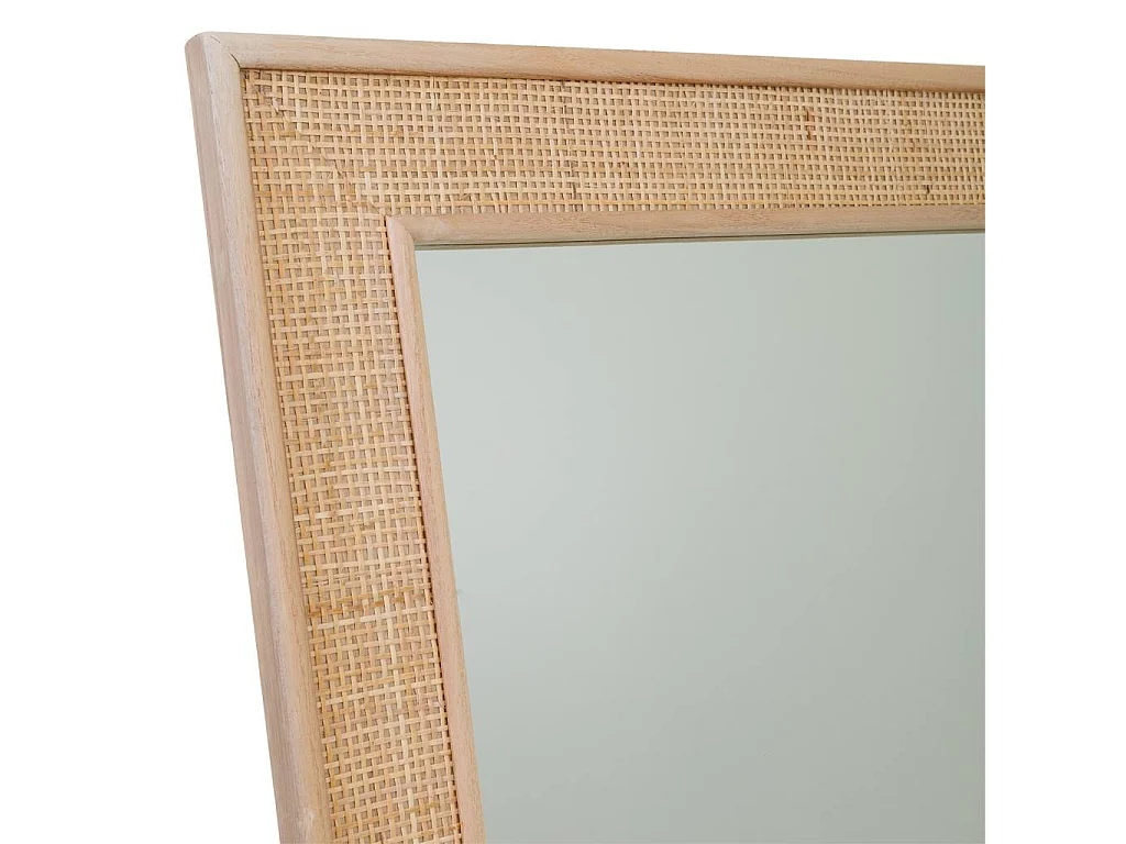 Spiegel aus Holz und braunem Netz, 70 x 2,5 x 100 cm