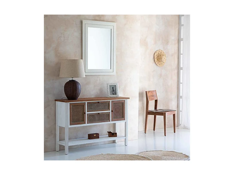 Weiß lackierter Holzspiegel 70x3x90h cm