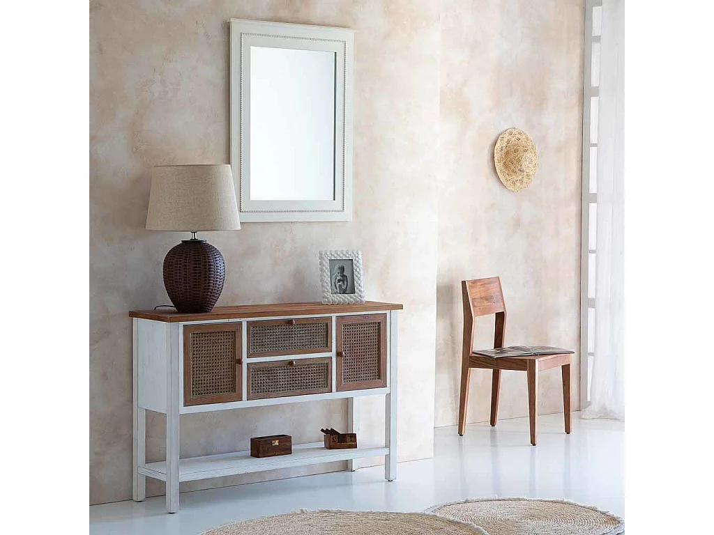 Miroir en bois laqué blanc 70x3x90h